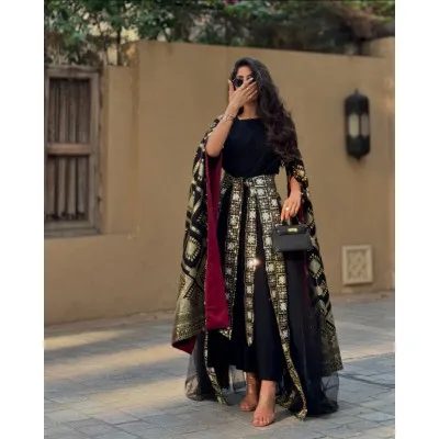 Black daraa with tulle skirt 1