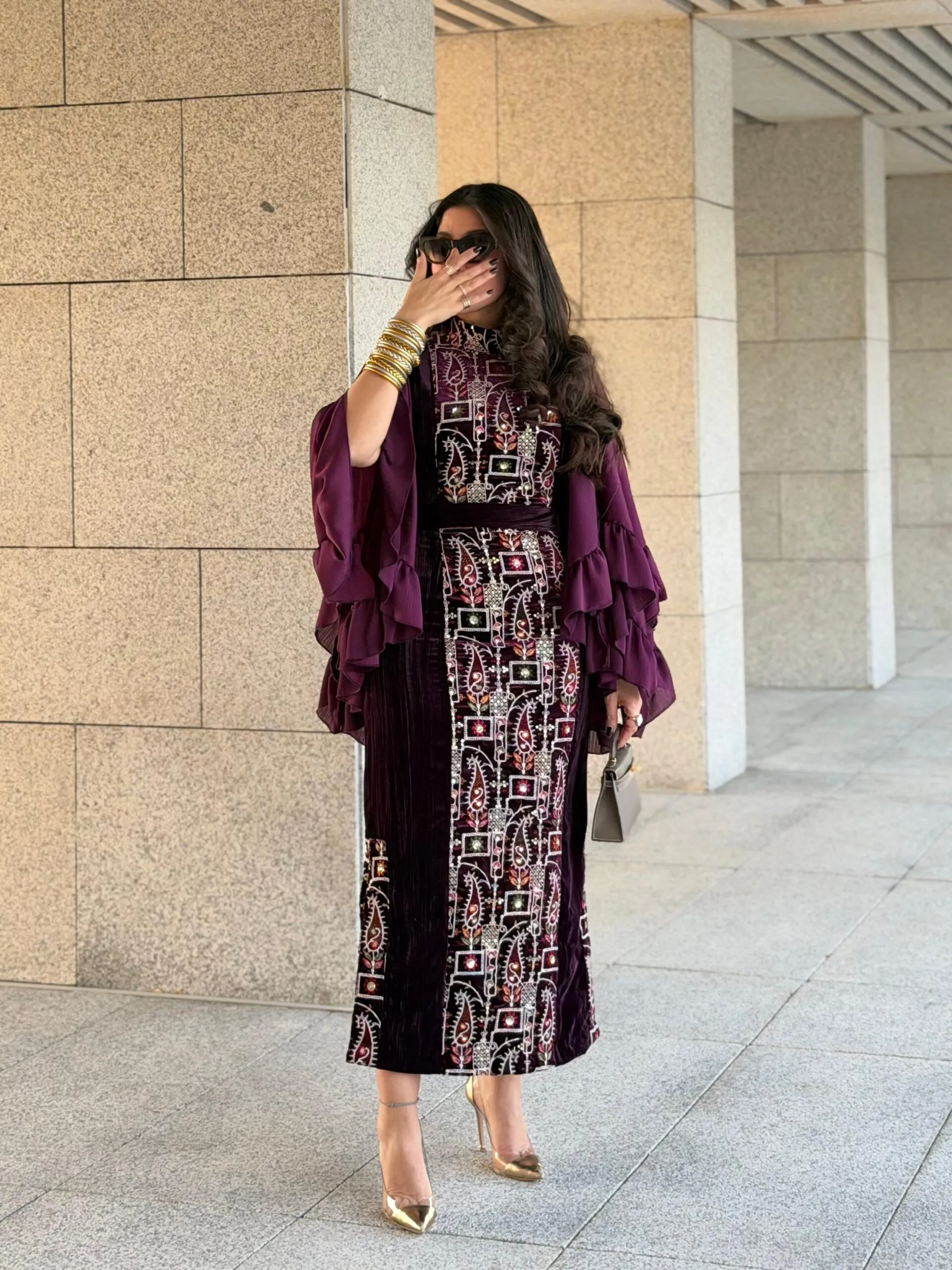 فستان ملكي بنفسجي مع رفلز_0