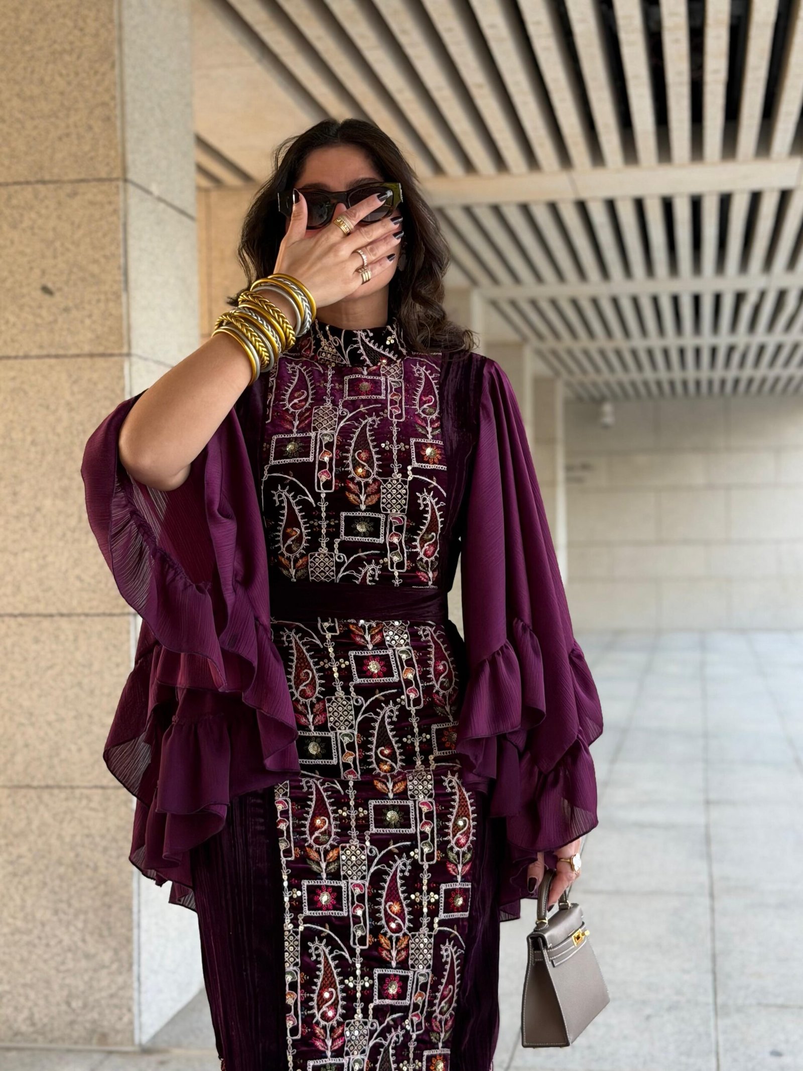 فستان ملكي بنفسجي مع رفلز_4