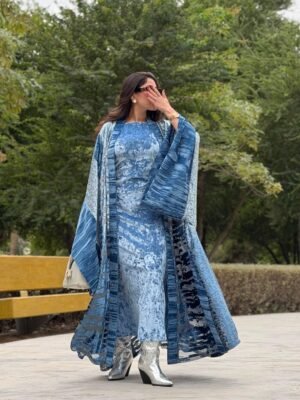 Blue Ombre Bisht Set