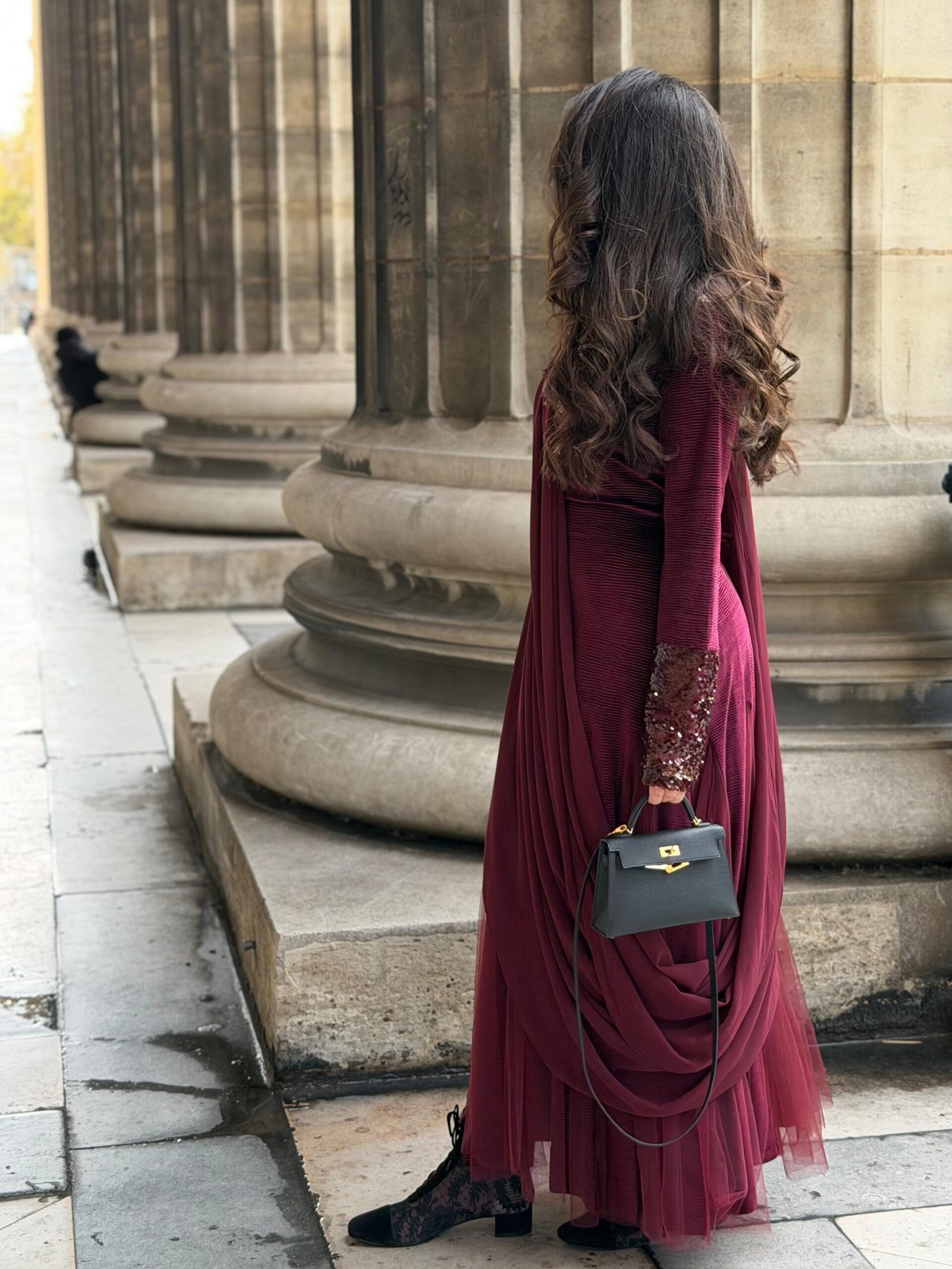 كفتان عنابي مخمل بتور و شيفون_0