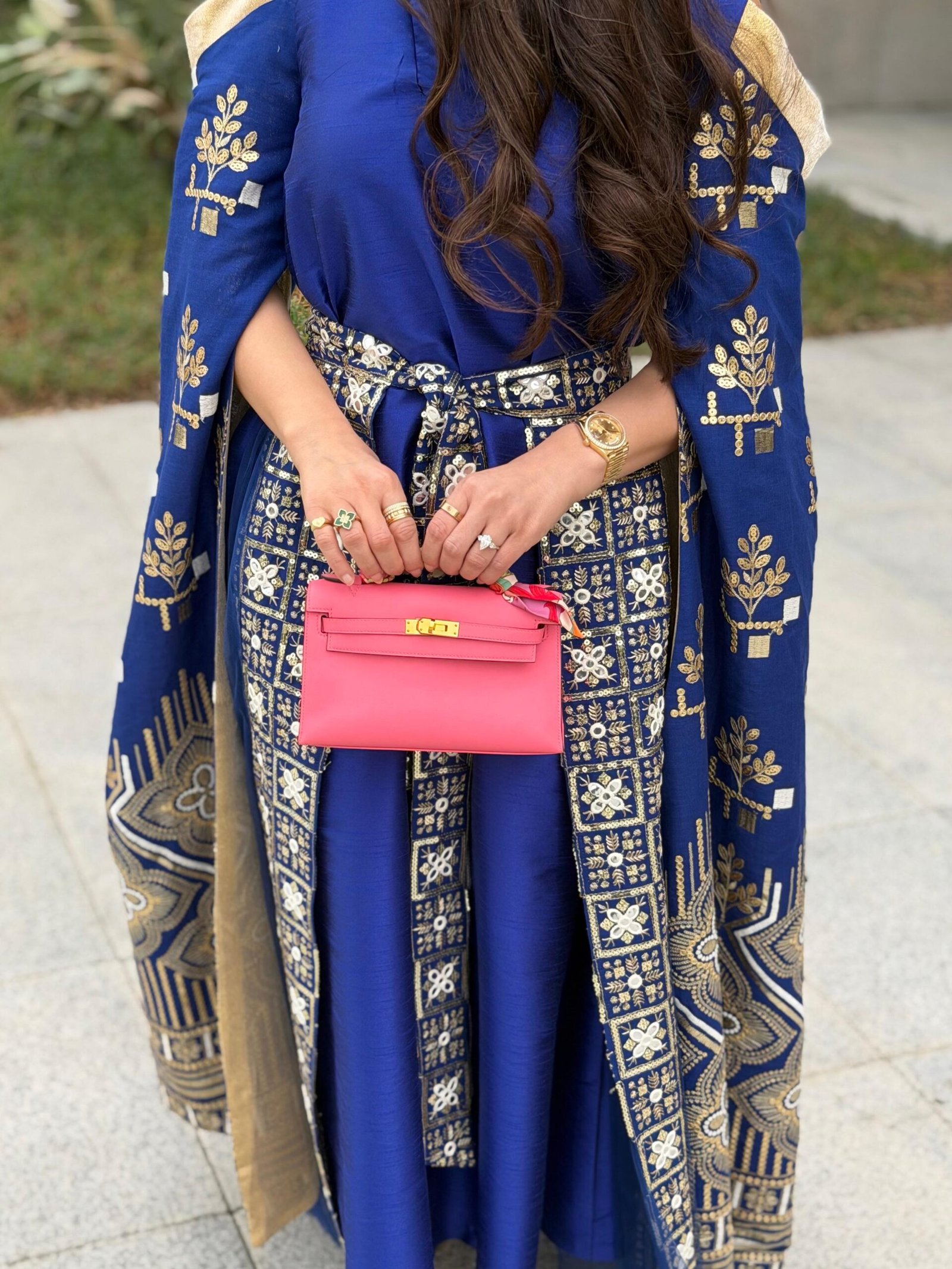 دراعه باللون الأزرق مع تنوره تور_2