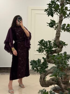 Purple Royal Kaftan with ruffles (new)
