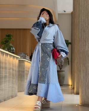 Striped, Hand-stitched Dress